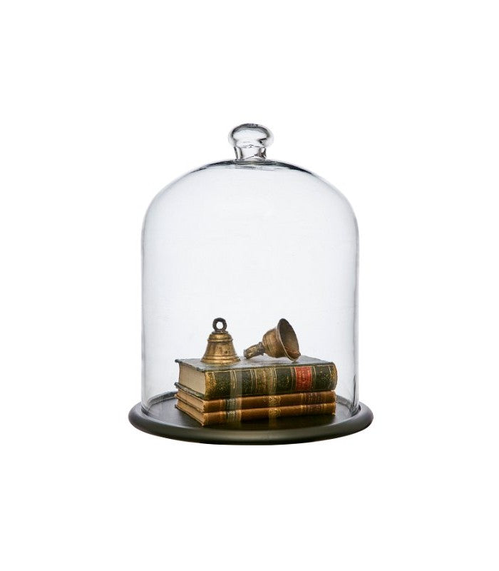 Cloche en verre avec support en bois