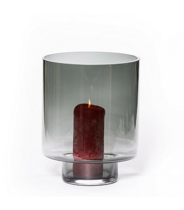 Glass lantern on foot for cylinder candle