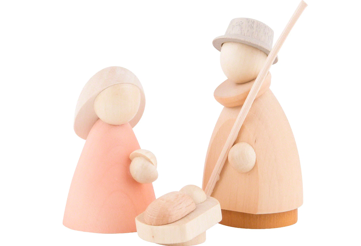 Petit personnage la Sainte famille en bois coloré - Objets de collection