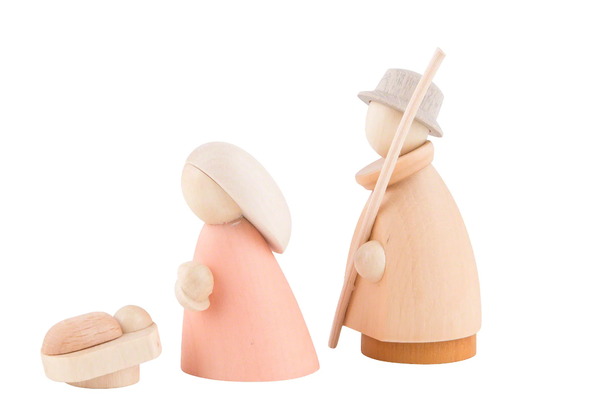 Petit personnage la Sainte famille en bois coloré - Objets de collection